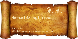 Hortolányi Anna névjegykártya