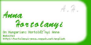 anna hortolanyi business card